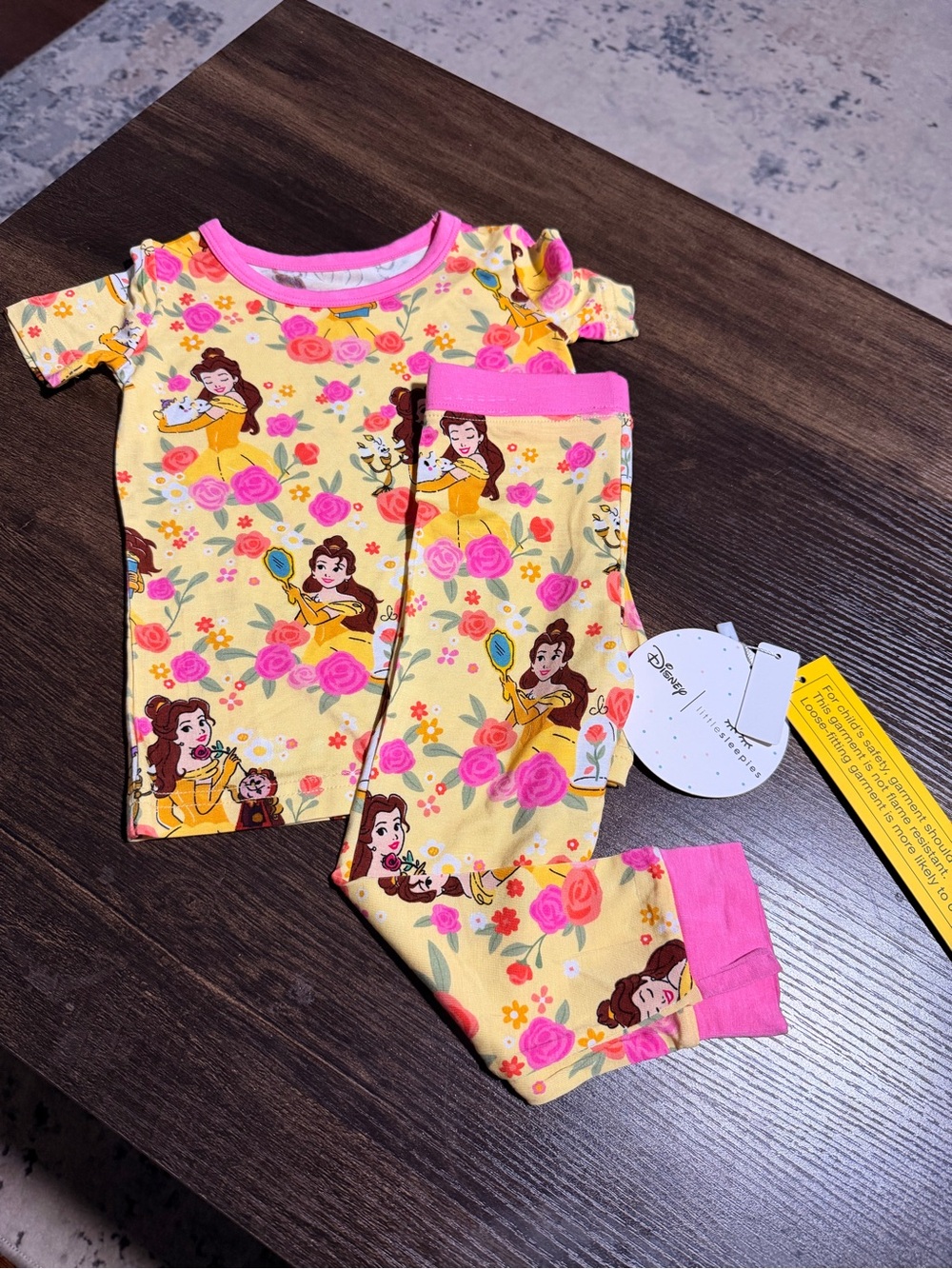 Little Sleepies Yellow & Pink Belle Floral Short Sleeve Pajama Set